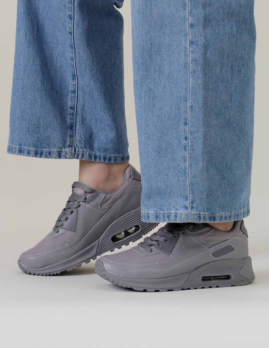 Tenis tipo deportivo  High line en Piel vegana – Gris