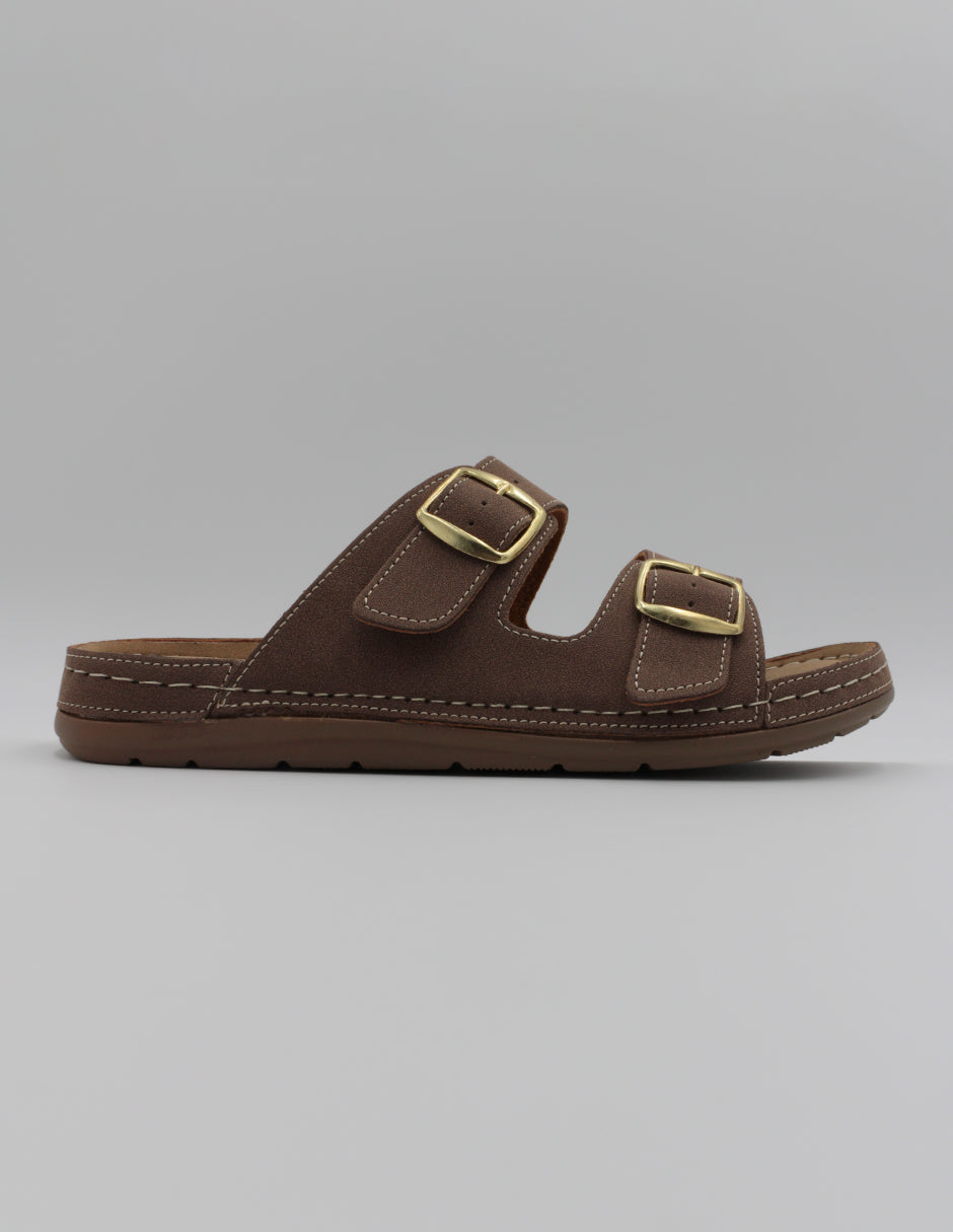 Sandalias de piso Birt en Piel vegana – Café