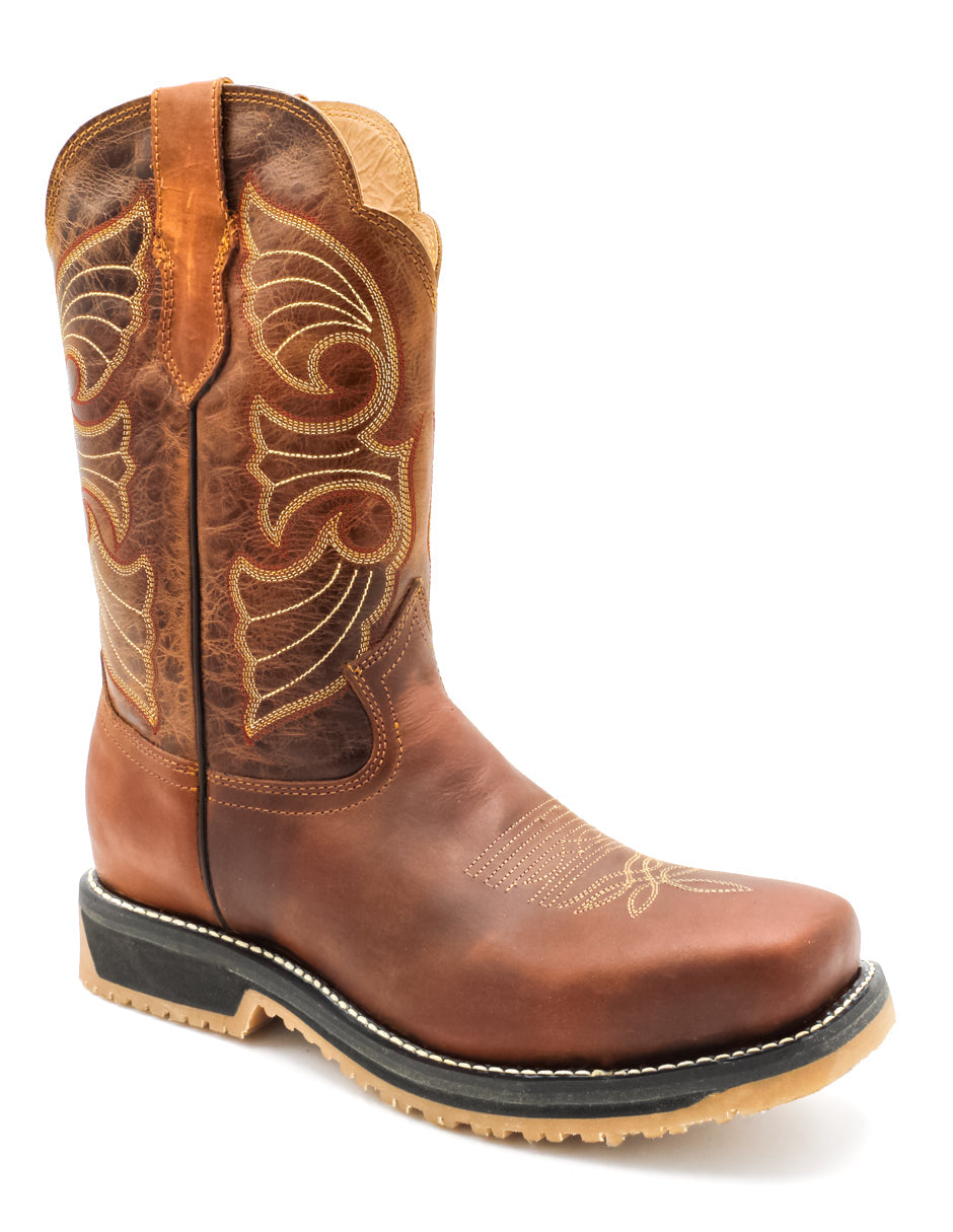 Botas western Exterior PIEL Color Café Para Hombre De RBCOLLECTION