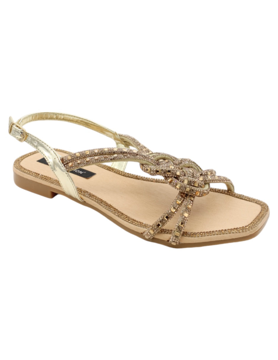 Sandalias de piso Exterior Sintético Color Oro Para Mujer De RBCOLLECTION
