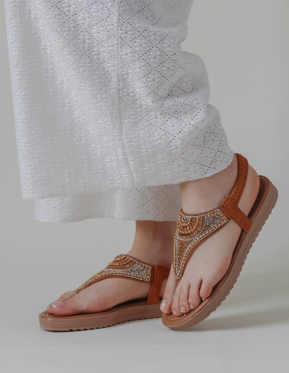 Sandalias de piso Soft en Textil – Café