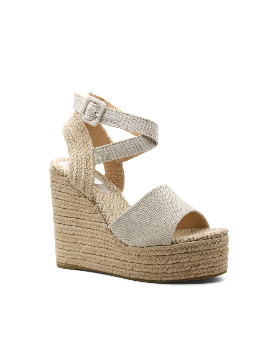 Sandalias con plataforma Exterior Textil Color Beige  Para Mujer De RBCOLLECTION