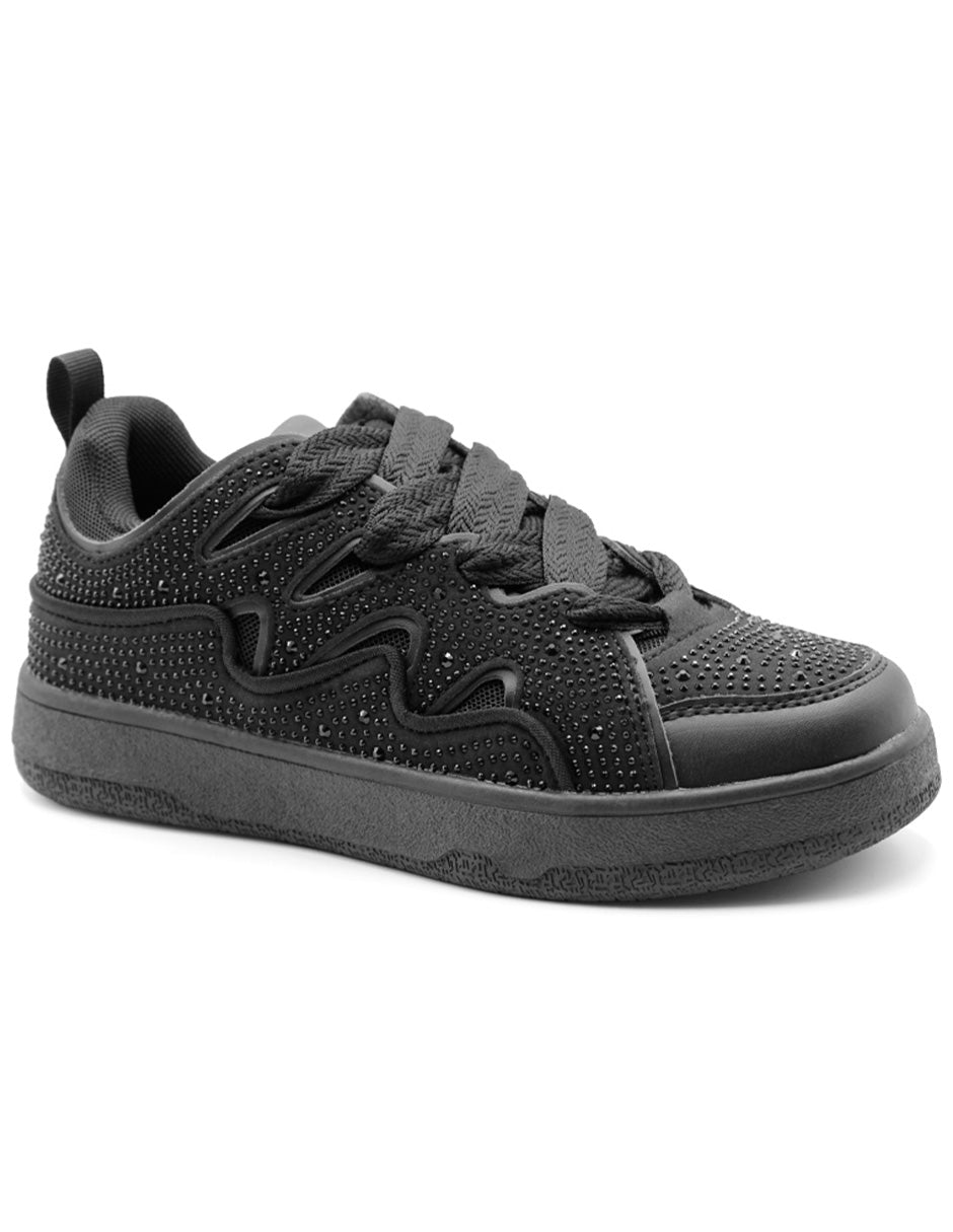 Tenis con cordones Exterior Textil Color Negro Para Mujer De RBCOLLECTION