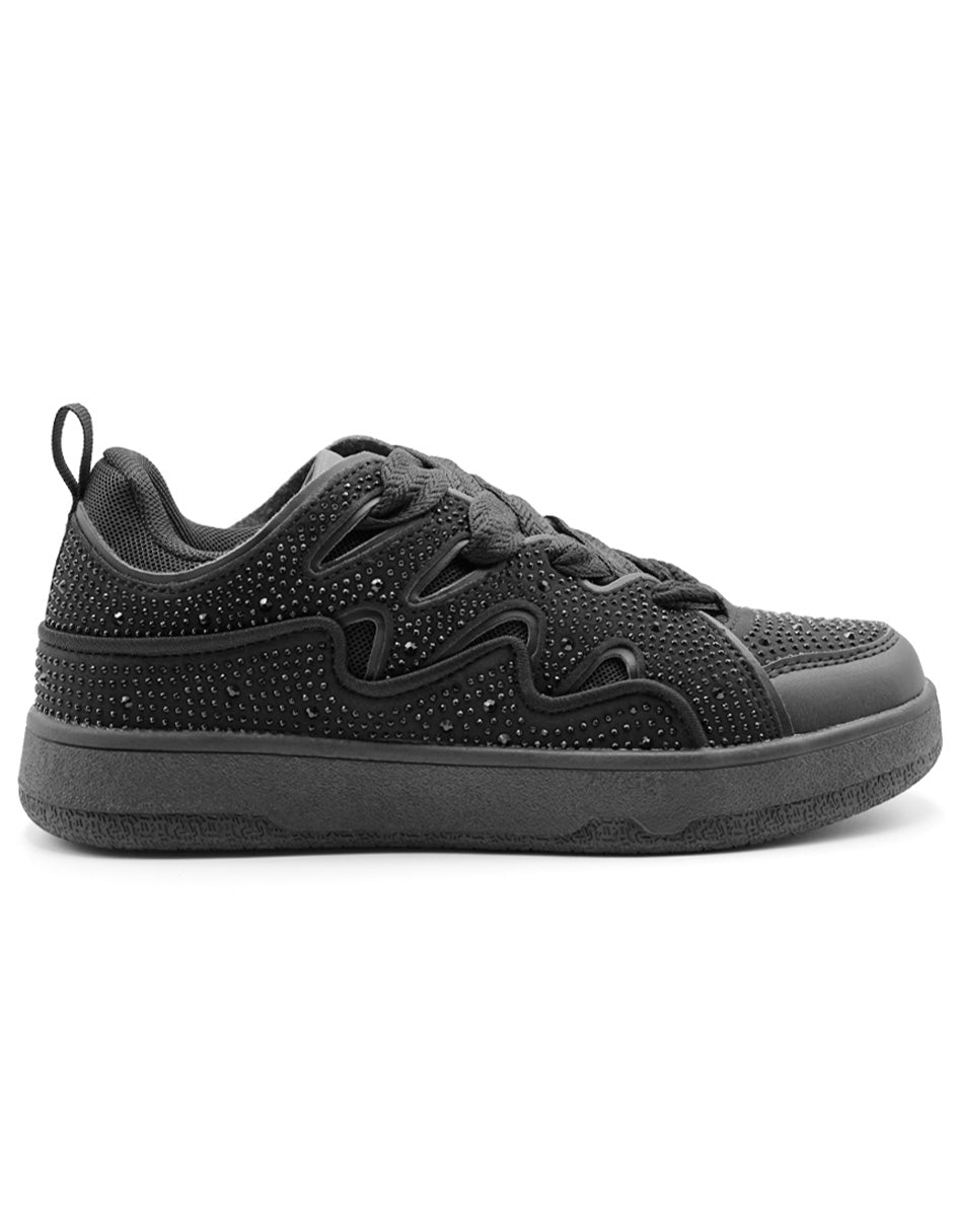 Tenis con cordones Exterior Textil Color Negro Para Mujer De RBCOLLECTION