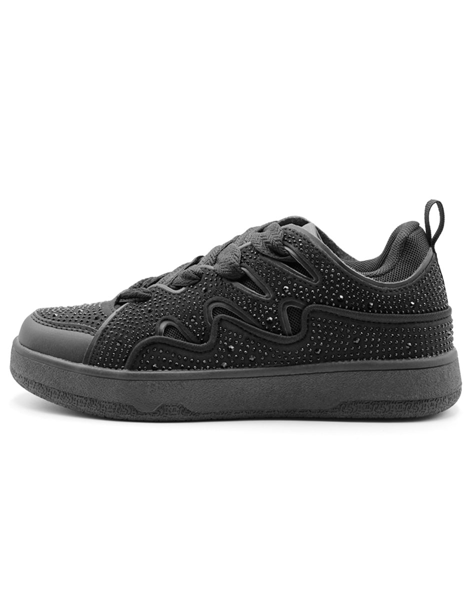 Tenis con cordones Exterior Textil Color Negro Para Mujer De RBCOLLECTION