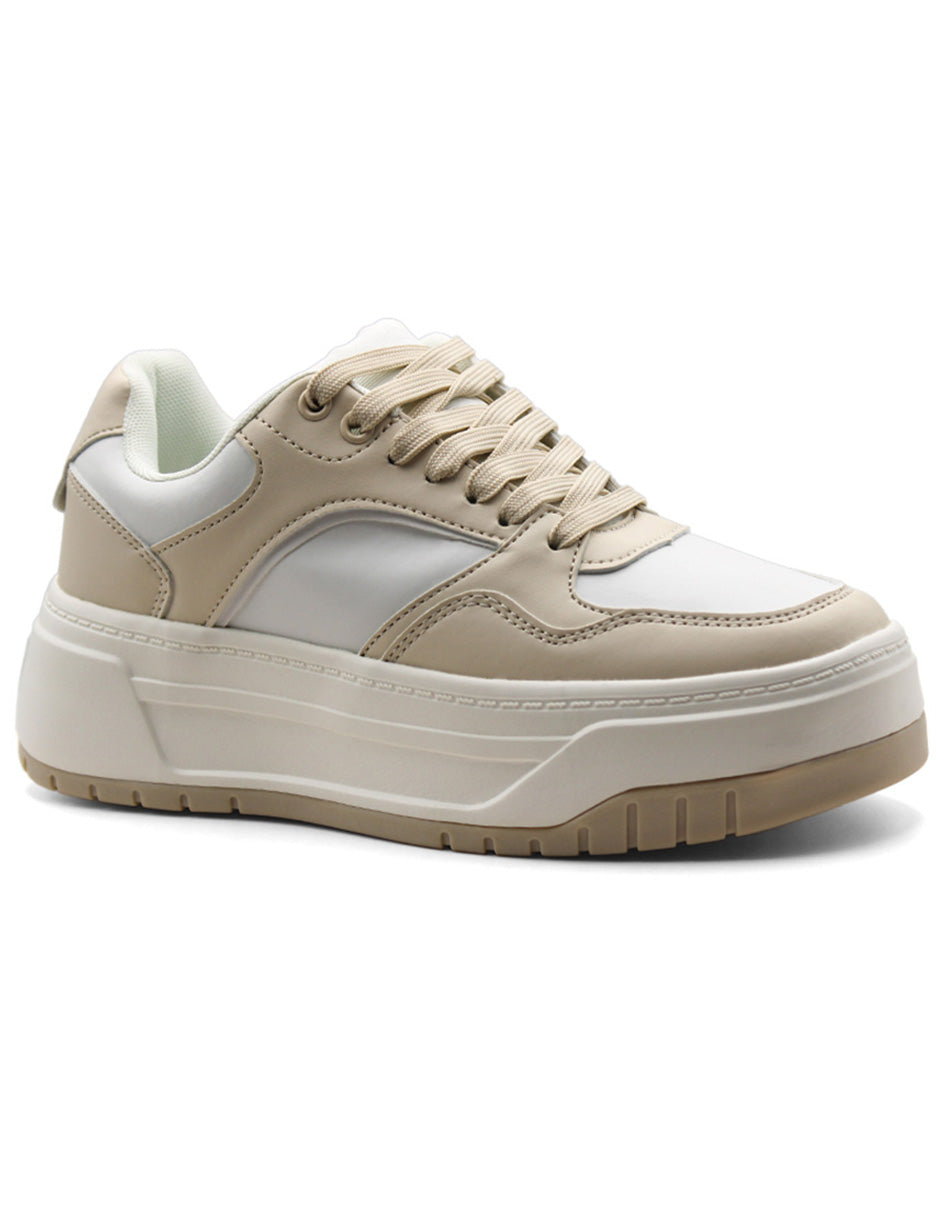 Tenis con cordones Exterior Sintético Color Beige  Para Mujer De RBCOLLECTION