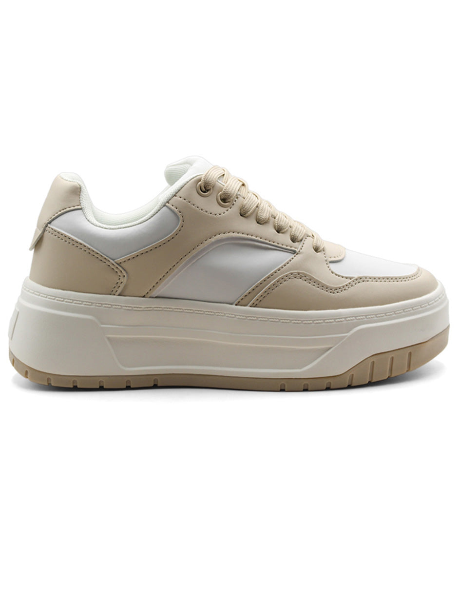 Tenis con cordones Exterior Sintético Color Beige  Para Mujer De RBCOLLECTION