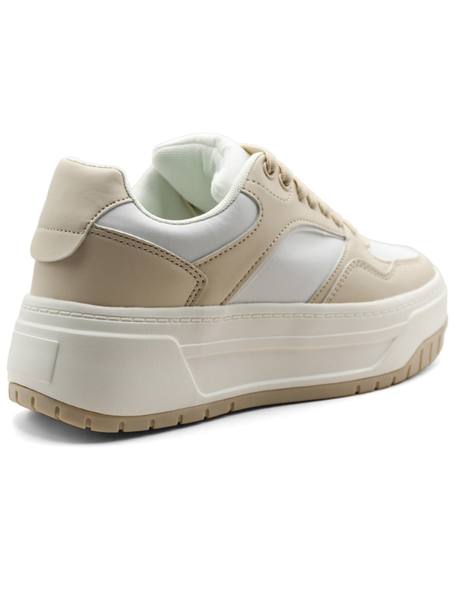 Tenis con cordones Exterior Sintético Color Beige  Para Mujer De RBCOLLECTION