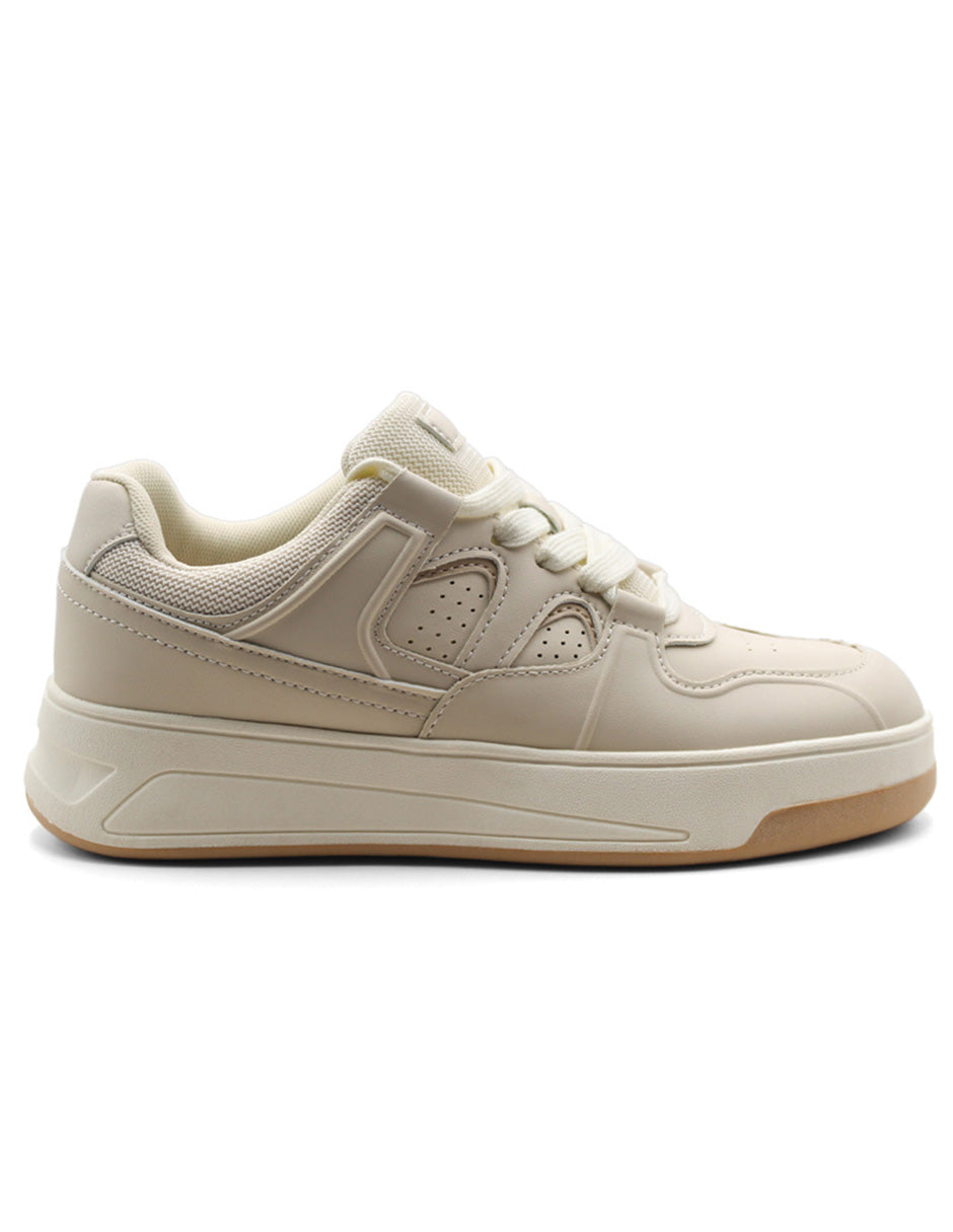 Tenis con cordones Exterior Sintético Color Beige  Para Mujer De RBCOLLECTION