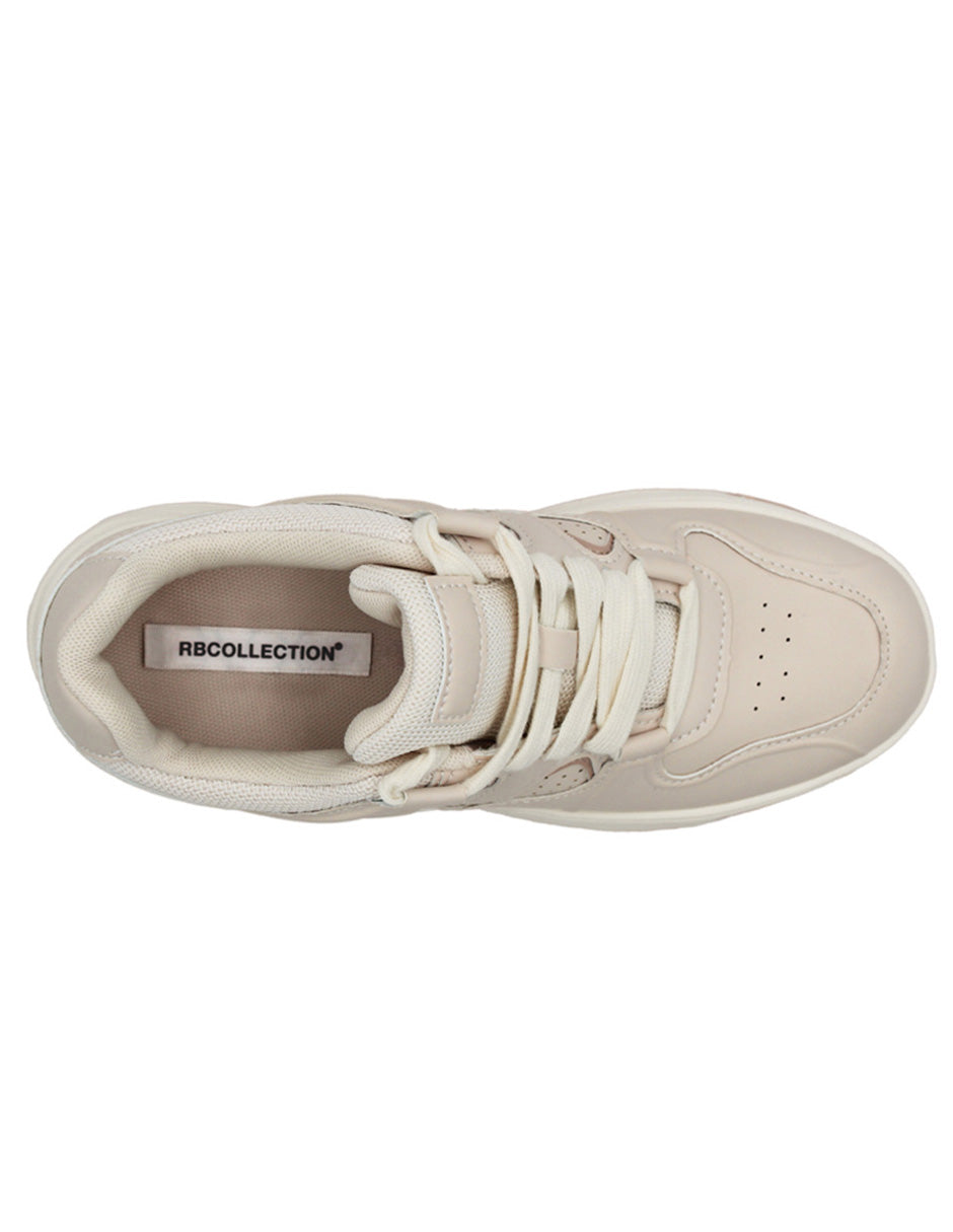 Tenis con cordones Exterior Sintético Color Beige  Para Mujer De RBCOLLECTION