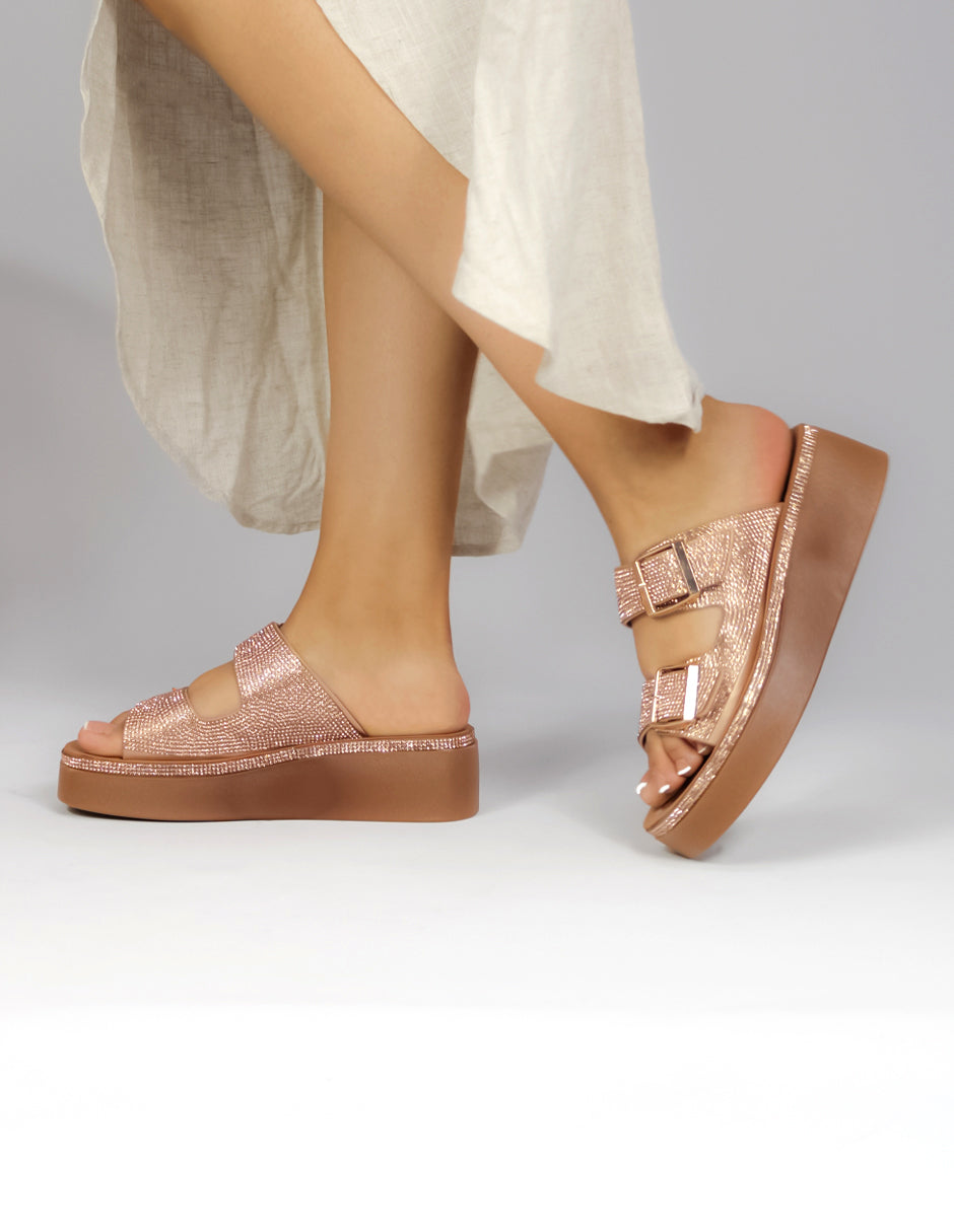 Sandalias de piso Exterior Sintético Color Café Para Mujer De RBCOLLECTION