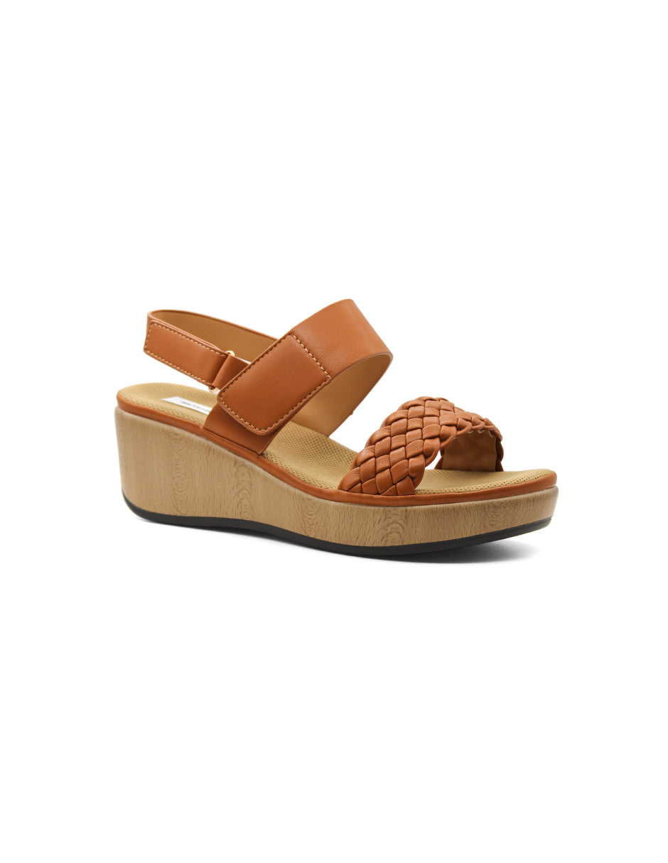 Sandalias con plataforma Exterior Piel vegana Color Café Para Mujer De RBCOLLECTION