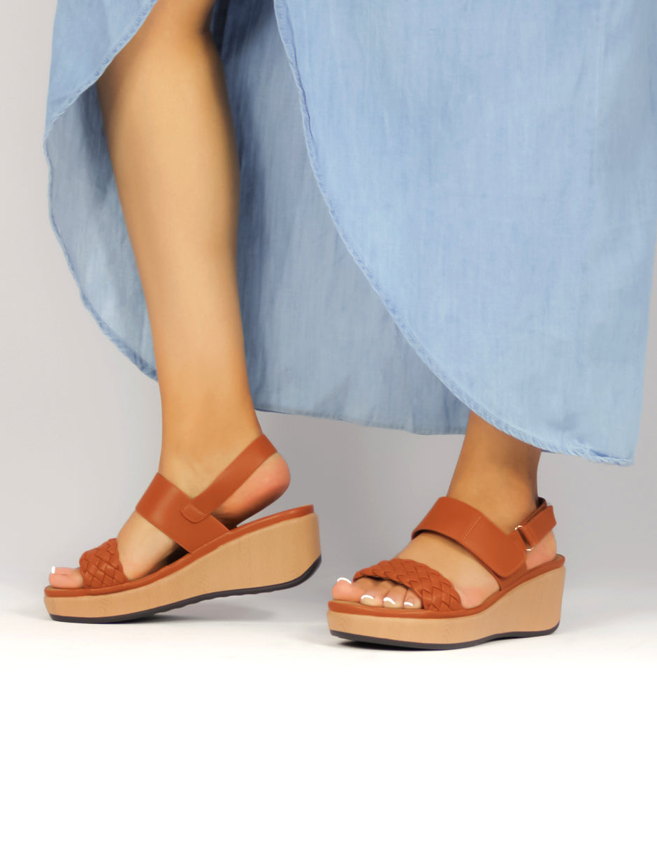 Sandalias con plataforma Exterior Piel vegana Color Café Para Mujer De RBCOLLECTION