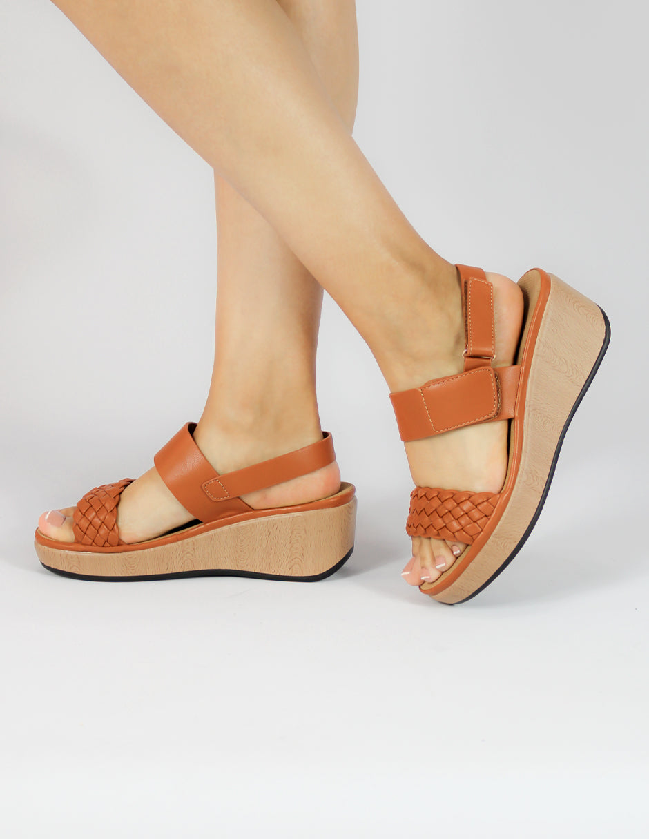 Sandalias con plataforma Exterior Piel vegana Color Café Para Mujer De RBCOLLECTION