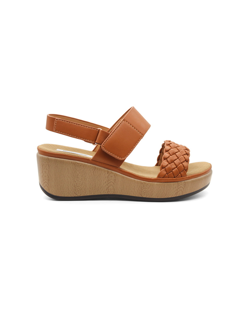 Sandalias con plataforma Exterior Piel vegana Color Café Para Mujer De RBCOLLECTION
