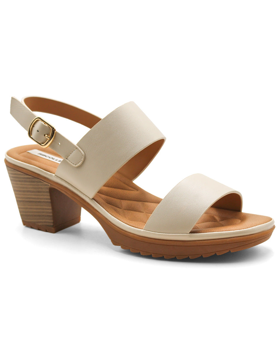 Sandalia con tacón Exterior Sintético Color Blanco Para Mujer De RBCOLLECTION
