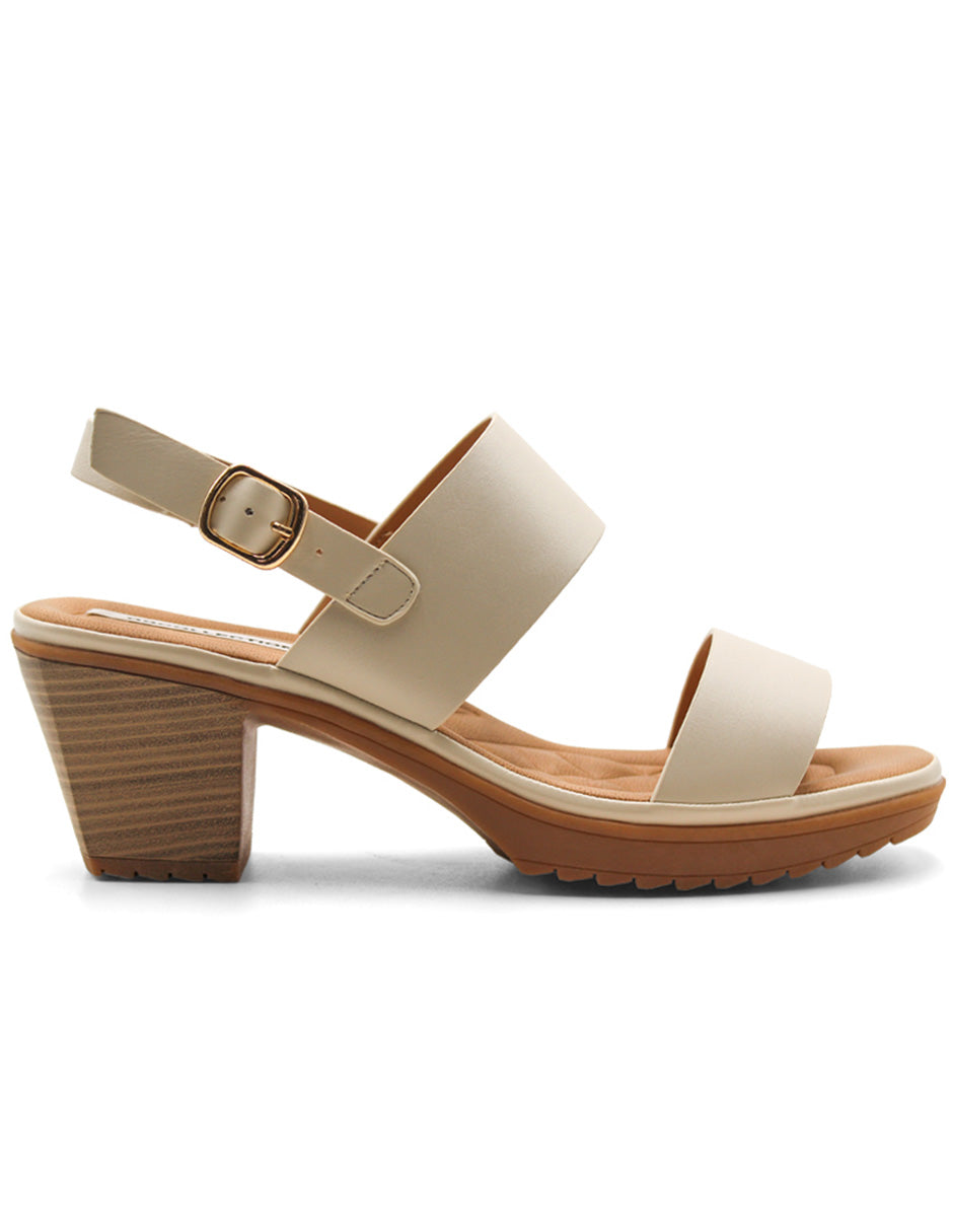 Sandalia con tacón Exterior Sintético Color Blanco Para Mujer De RBCOLLECTION