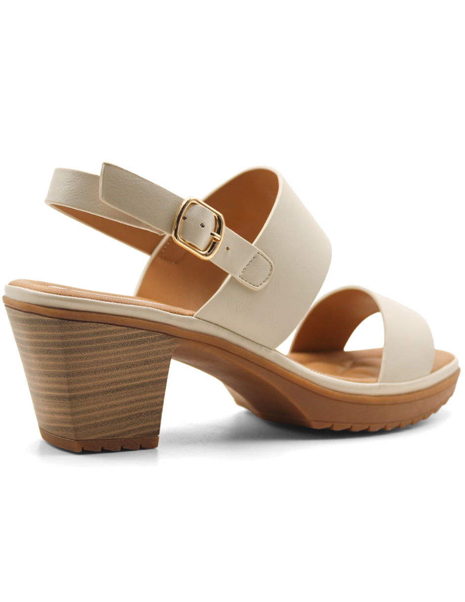 Sandalia con tacón Exterior Sintético Color Blanco Para Mujer De RBCOLLECTION
