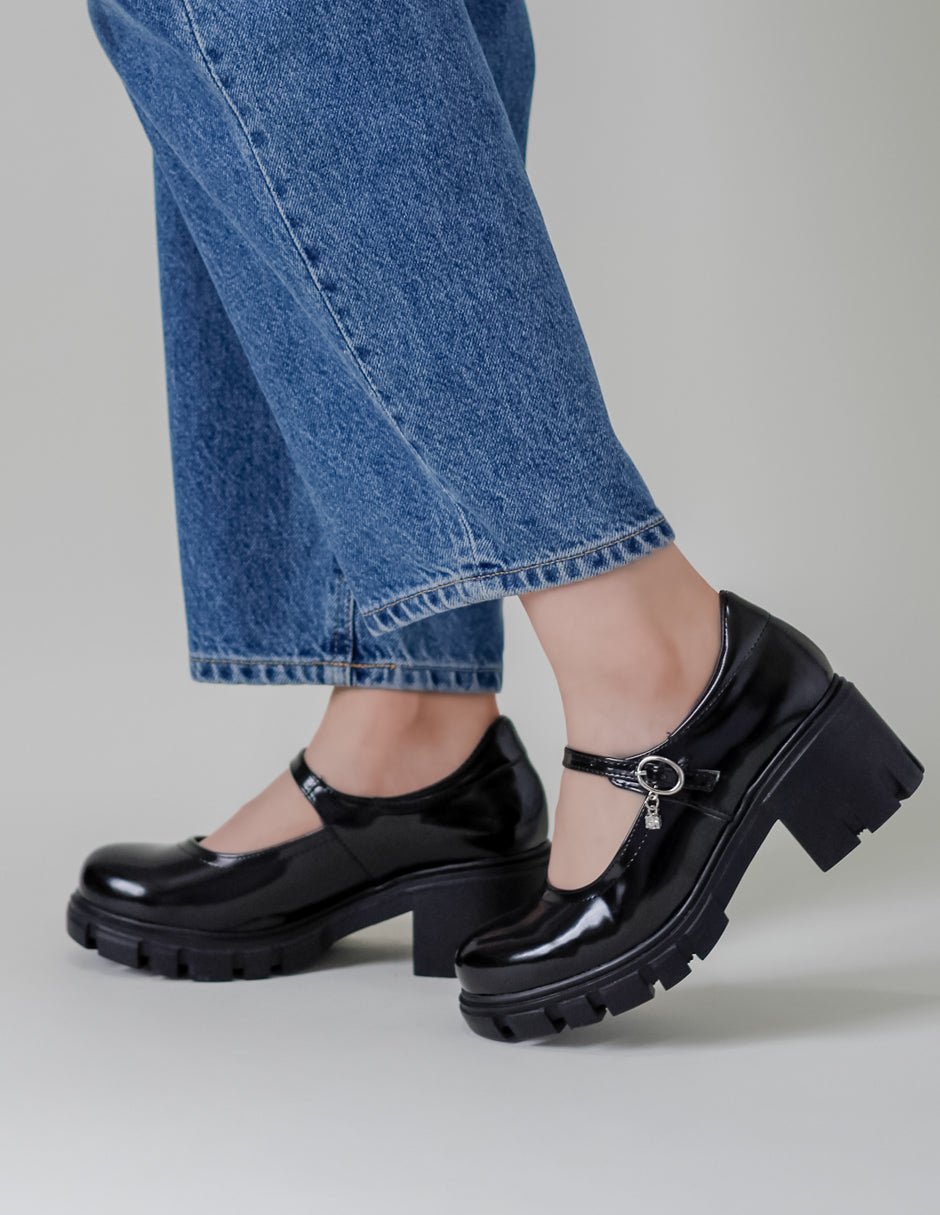 Mary jane Ferm en Piel vegana – Negro