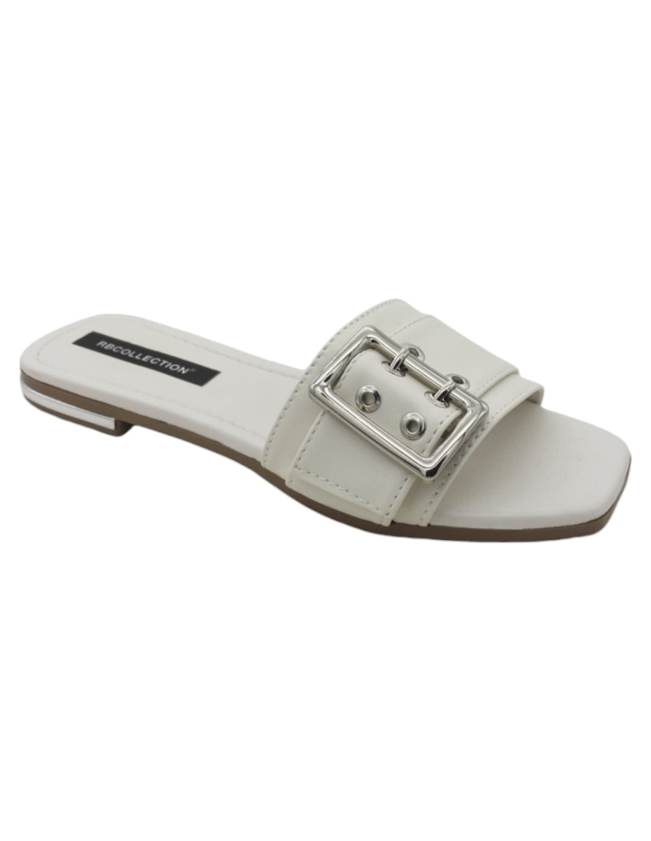Sandalias de piso Exterior Piel Vegana Color Blanco Para Mujer De RBBASICS
