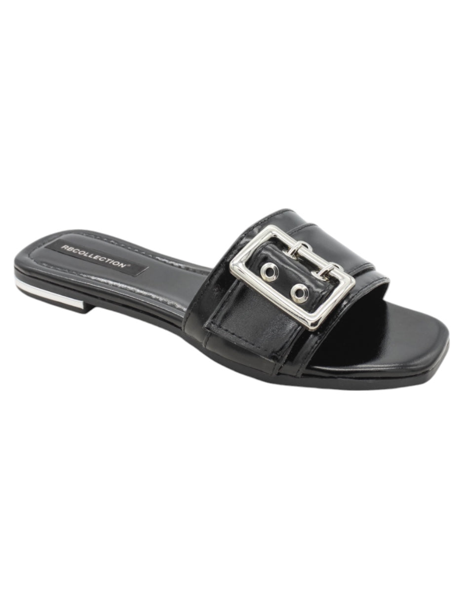 Sandalias de piso Exterior Piel Vegana Color Negro Para Mujer De RBBASICS