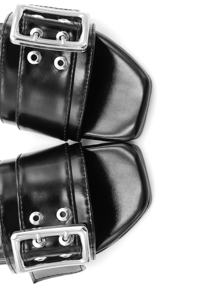 Sandalias de piso  en Piel Vegana - Negro