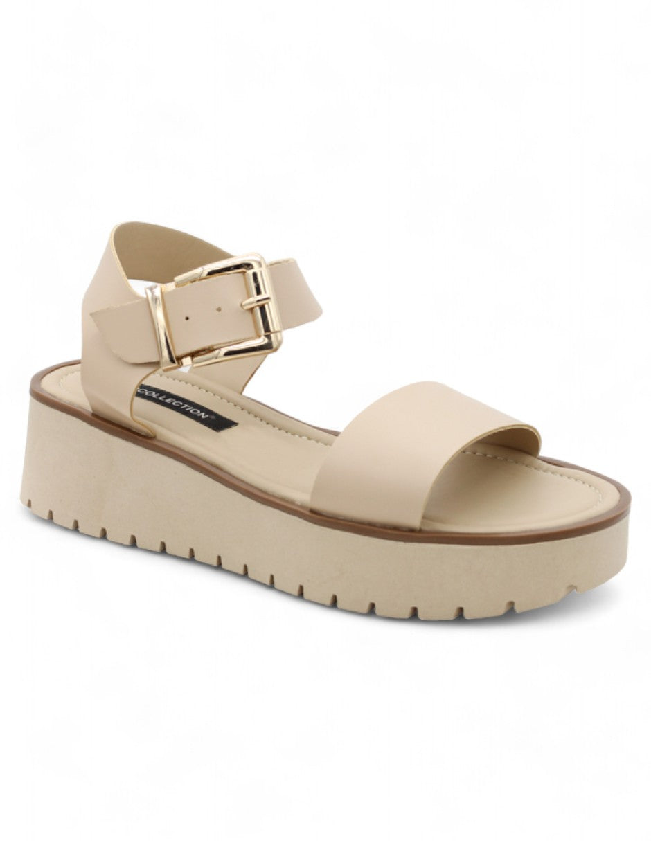 Sandalias con plataforma Exterior Piel vegana Color Beige  Para Mujer De RBCOLLECTION