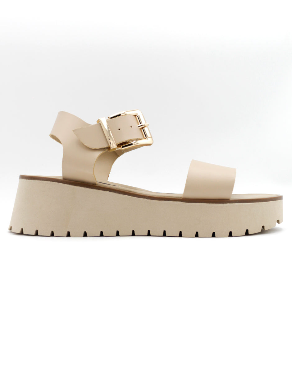 Sandalias con plataforma  en Piel vegana – Beige