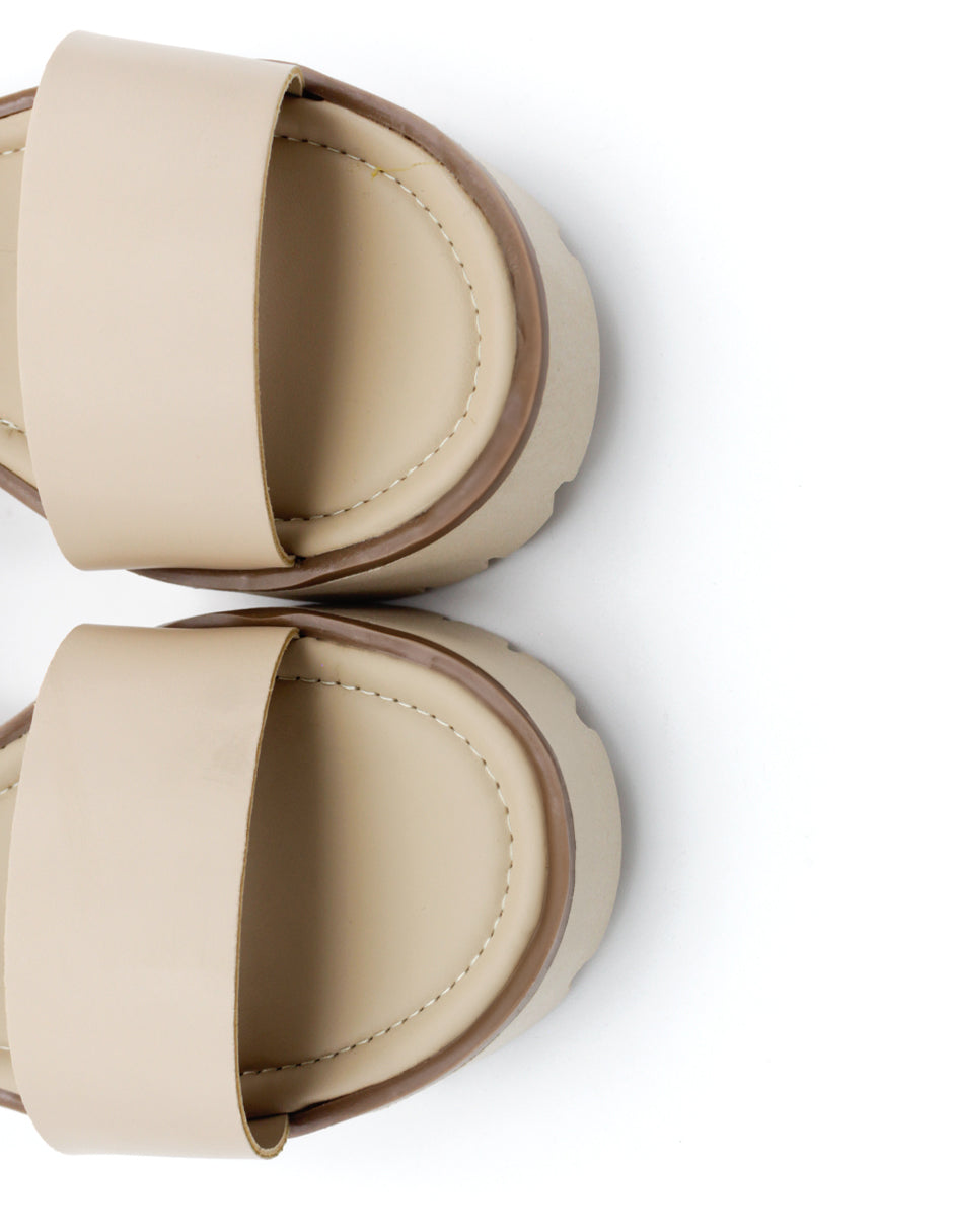 Sandalias con plataforma  en Piel vegana – Beige