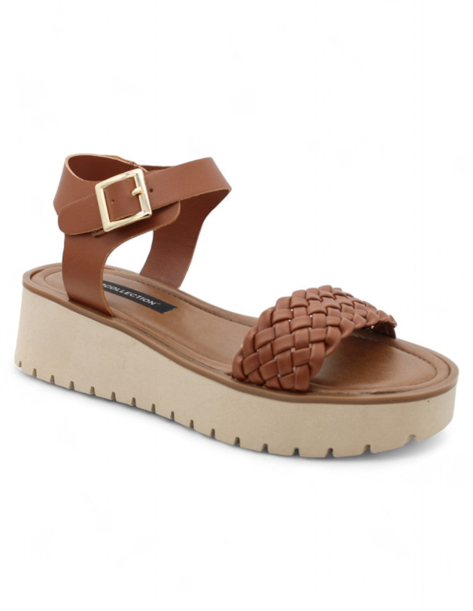 Sandalias con plataforma Exterior Piel vegana Color Café Para Mujer De RBCOLLECTION