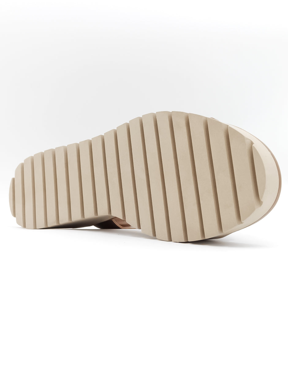 Sandalias con plataforma  en Piel vegana – Café
