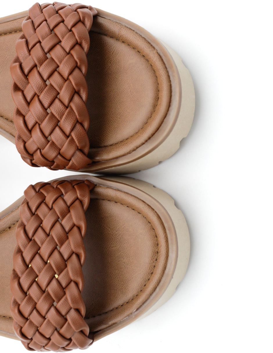 Sandalias con plataforma  en Piel vegana – Café