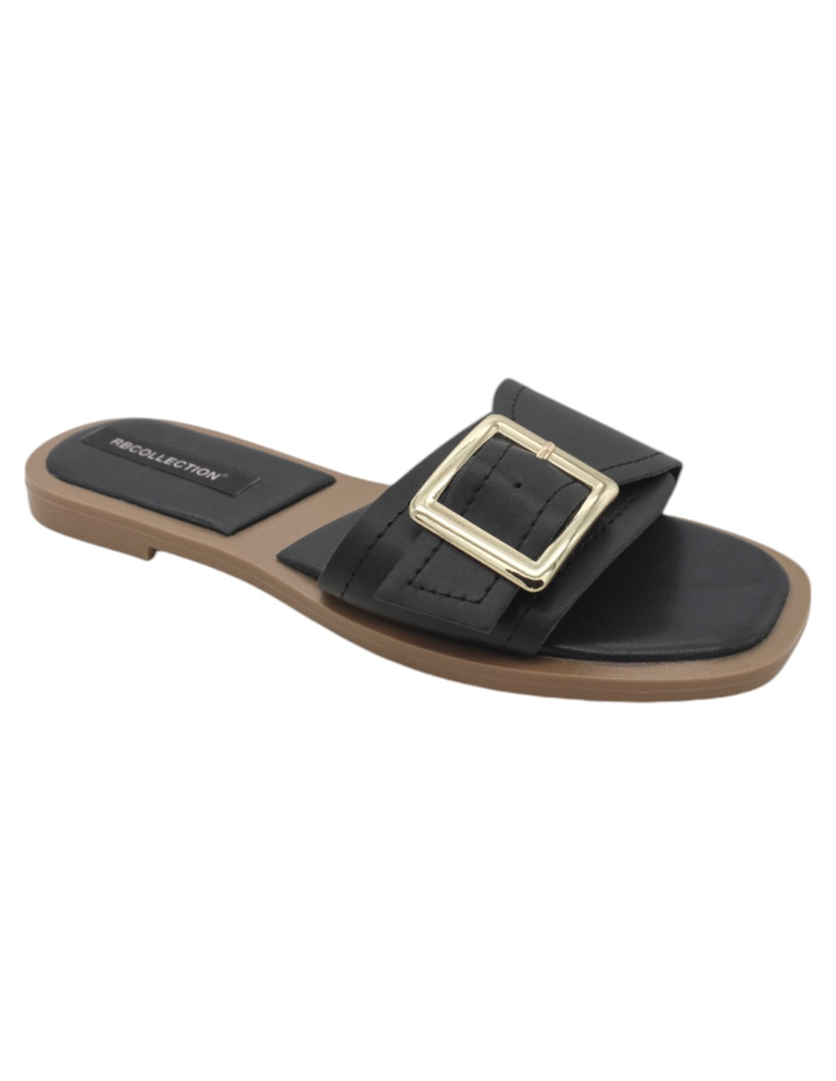 Sandalias de piso Exterior Piel Vegana Color Negro Para Mujer De RBBASICS