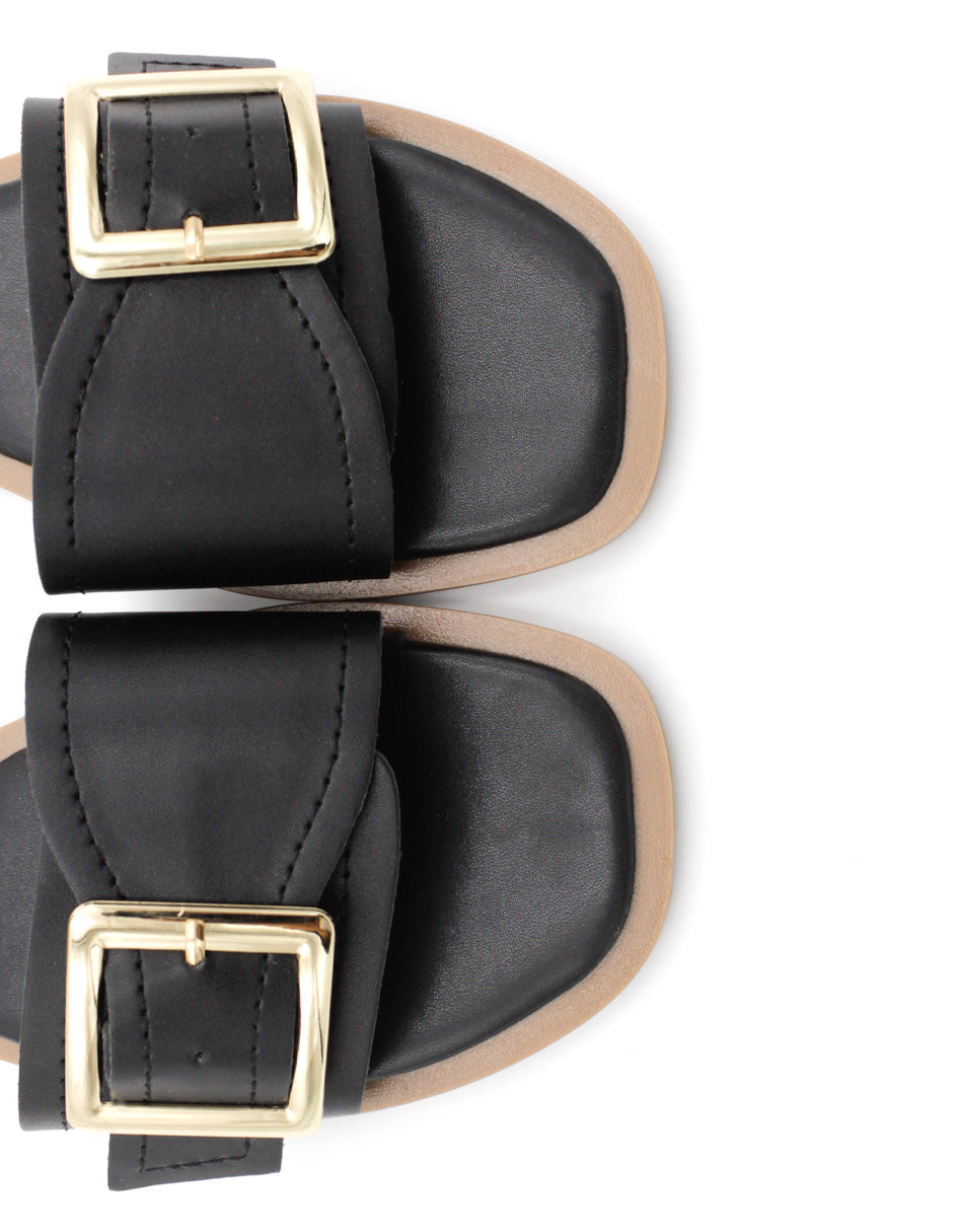 Sandalias de piso  en Piel Vegana - Negro