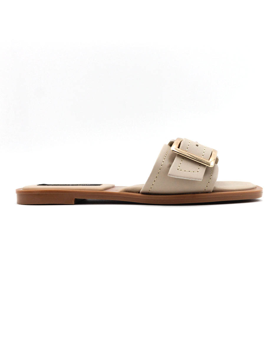 Sandalias de piso  en Piel Vegana - Beige