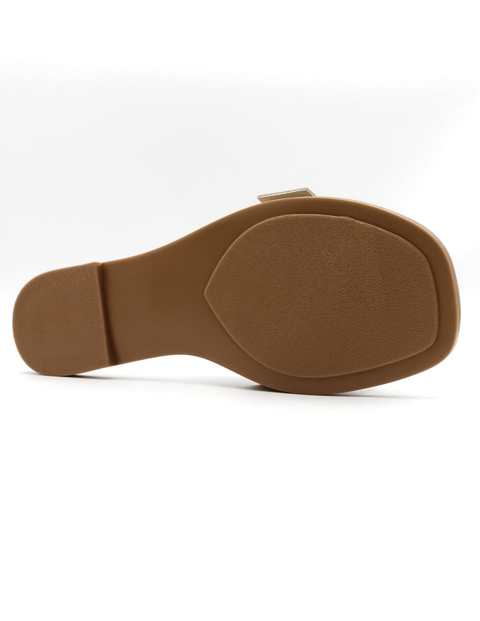 Sandalias de piso  en Piel Vegana - Beige