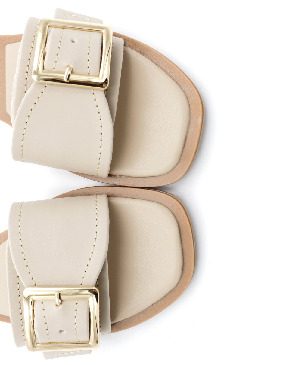 Sandalias de piso  en Piel Vegana - Beige