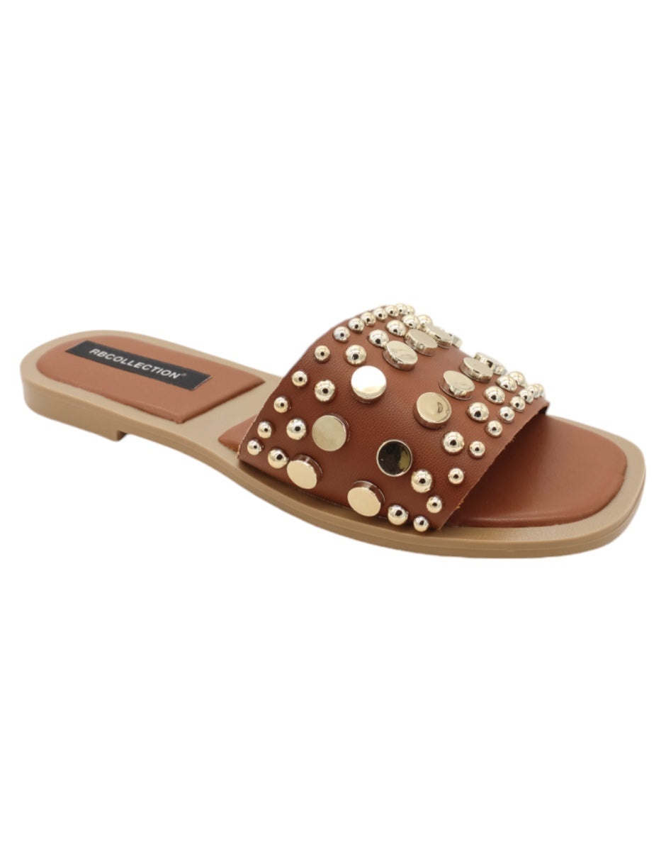 Sandalias de piso Exterior Piel Vegana Color Café Para Mujer De RBBASICS