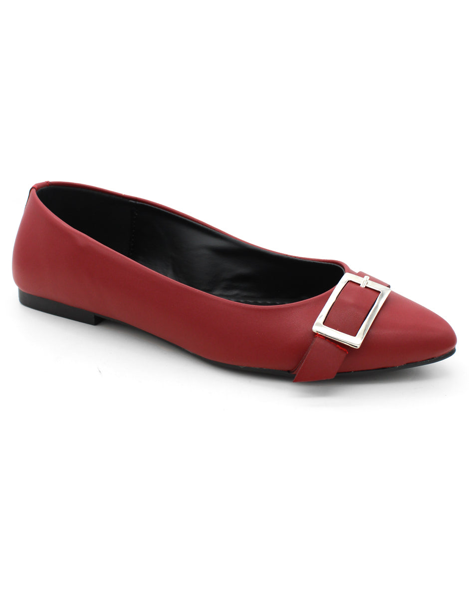 Flats puntales Exterior Piel vegana Color Rojo Para Mujer De RBCOLLECTION