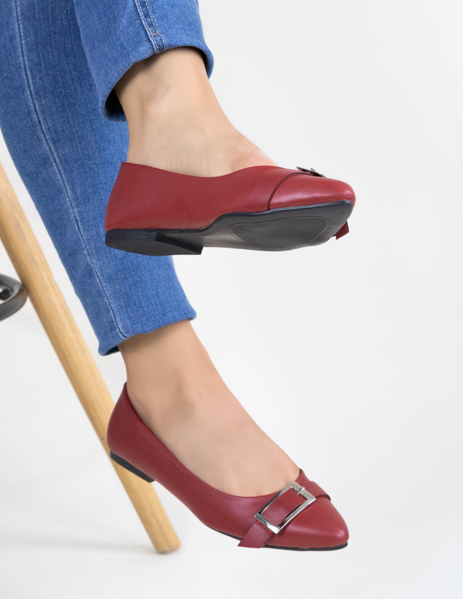 Flats puntales en Piel vegana - Rojo