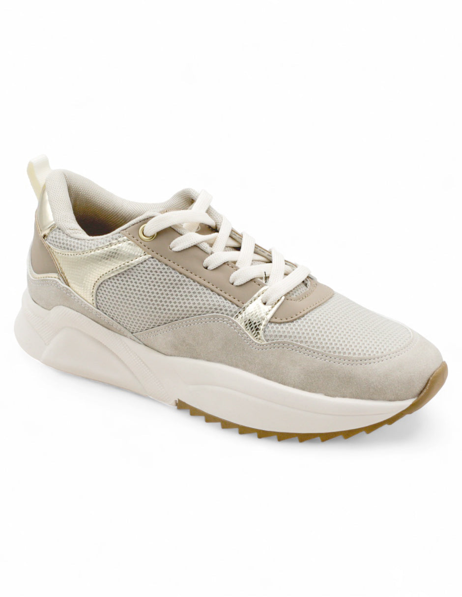 Tenis tipo Deportivo Exterior TEXTIL Color Beige  Para Mujer De RBCOLLECTION