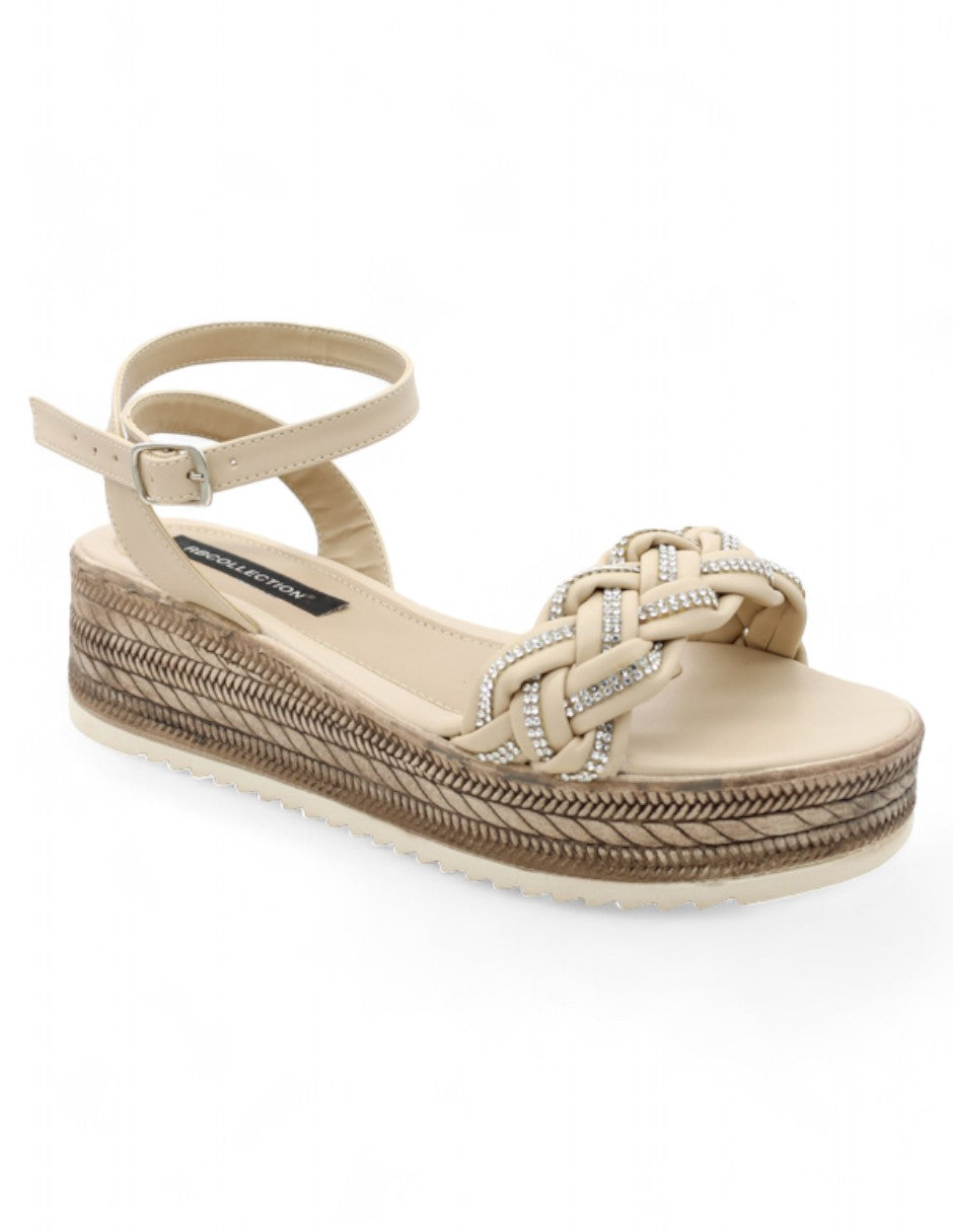 Sandalias con plataforma Exterior Piel vegana Color Beige  Para Mujer De RBCOLLECTION