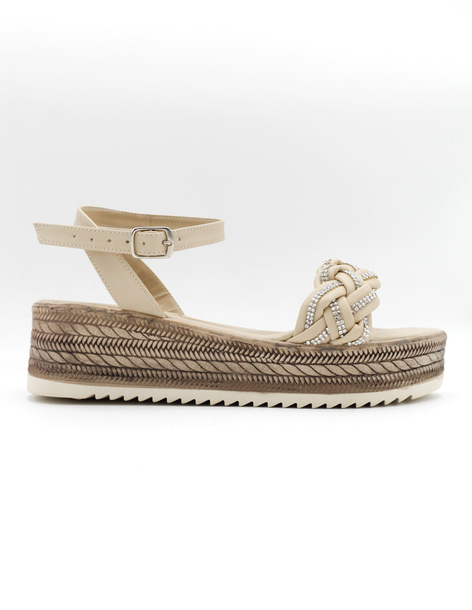 Sandalias con plataforma  en Piel vegana – Beige