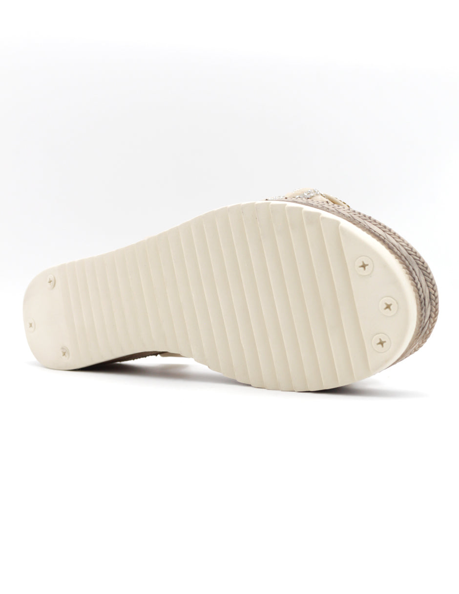 Sandalias con plataforma  en Piel vegana – Beige
