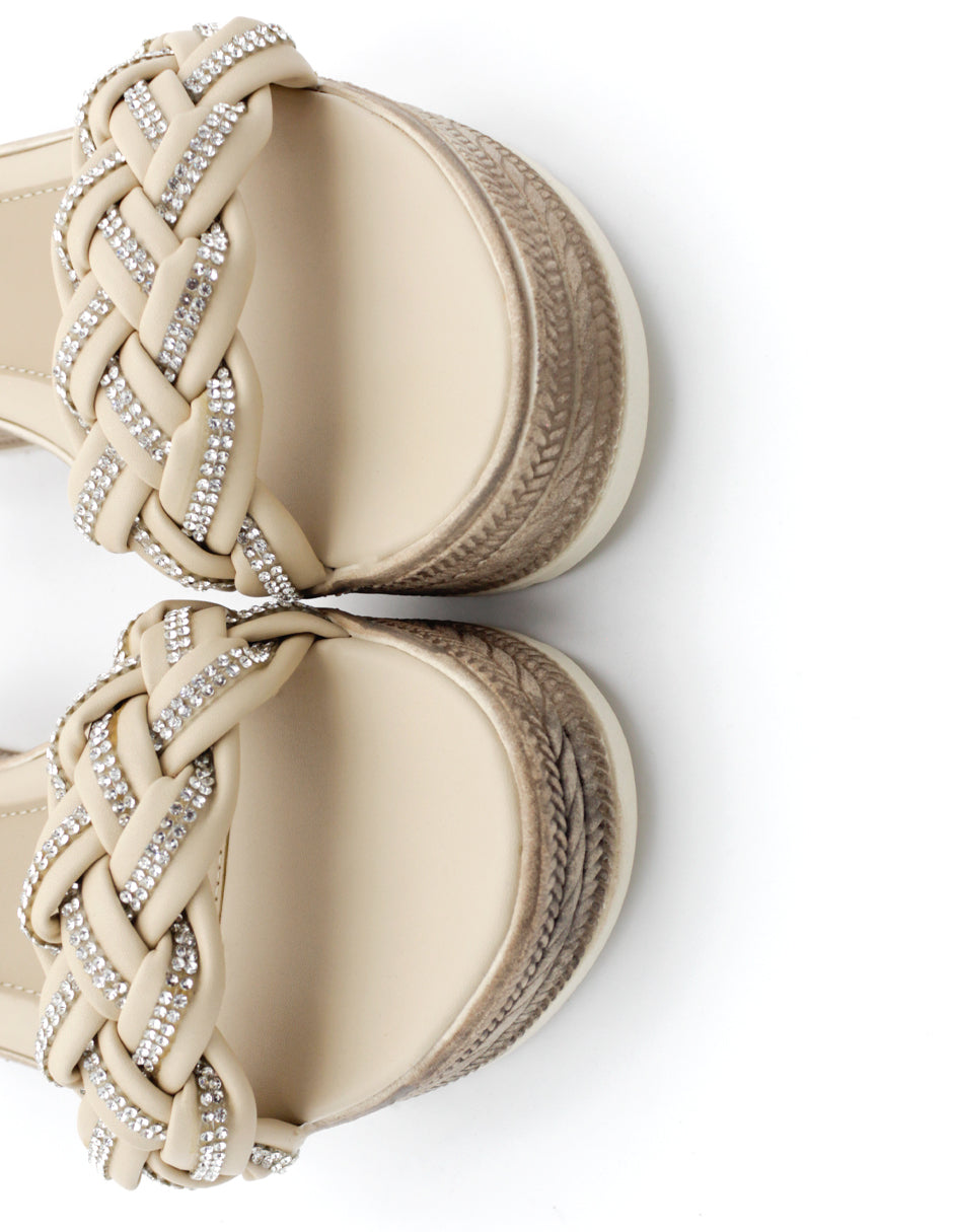 Sandalias con plataforma  en Piel vegana – Beige