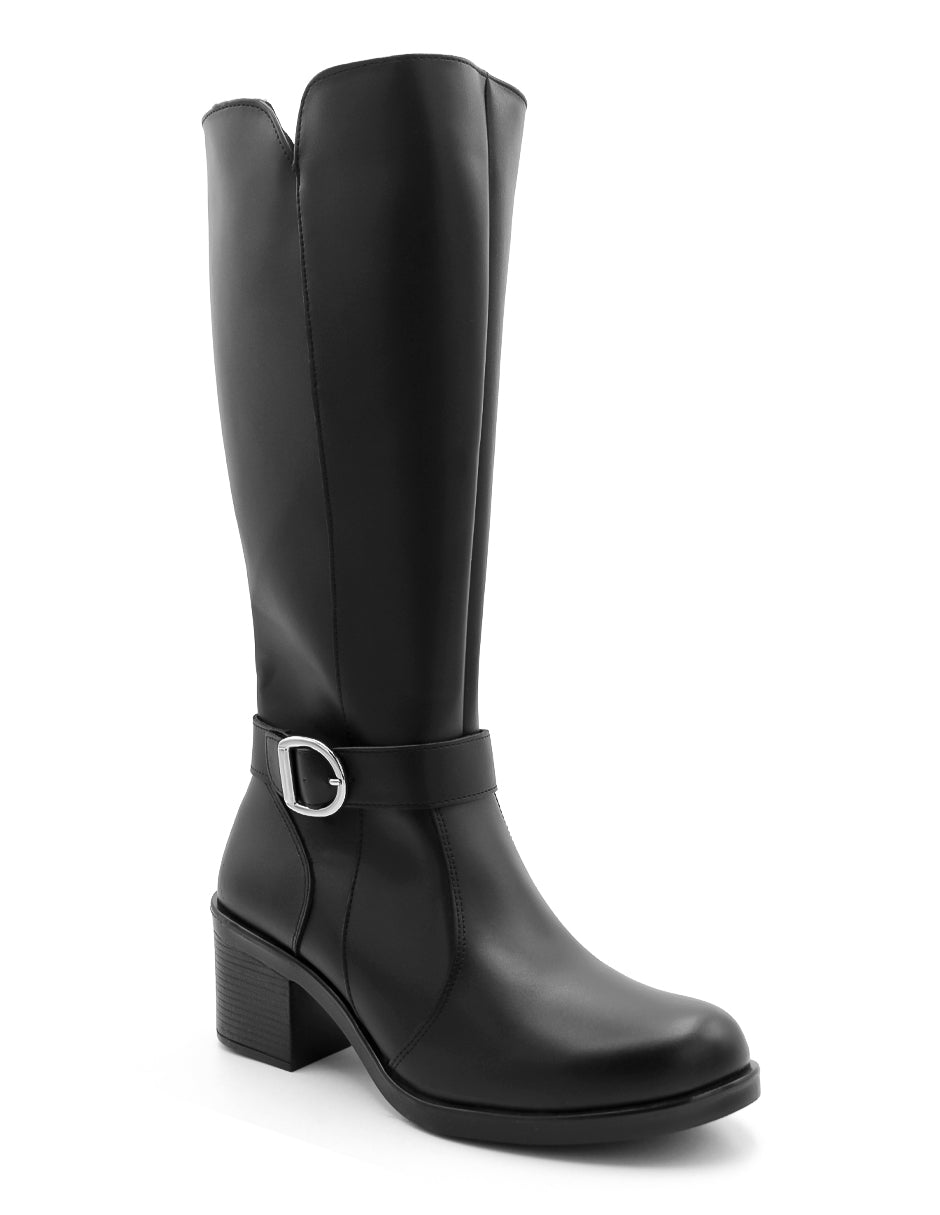 Botas Altas Exterior Piel Color Negro Para Mujer De RBCOLLECTION