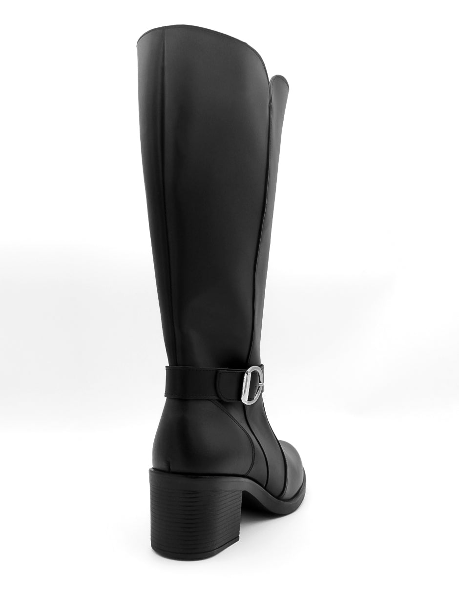 Botas Altas Hillié en Piel – Negro