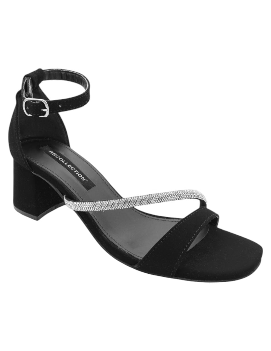 Sandalia con tacón Exterior Textil Color Negro Para Mujer De RBCOLLECTION