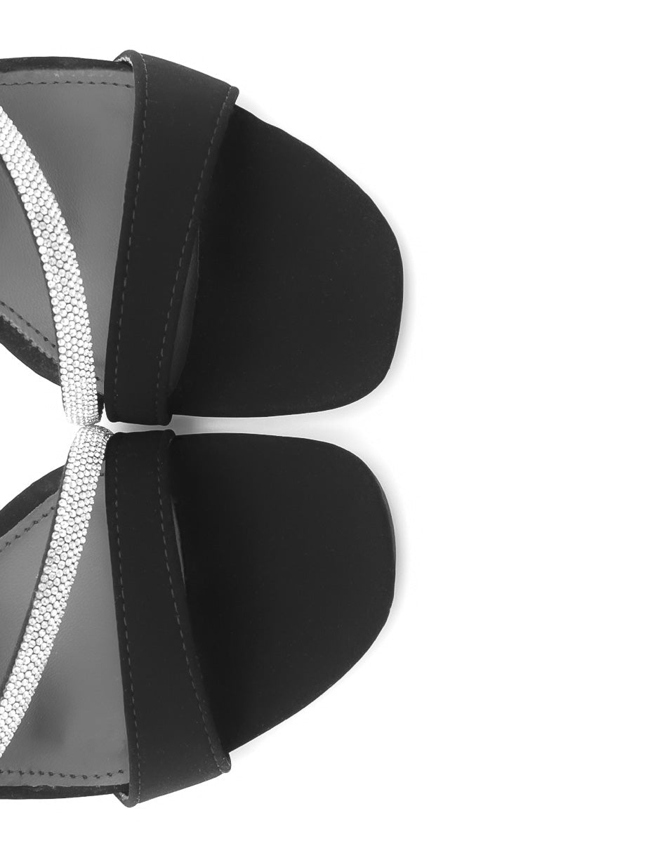 Sandalia con tacón  en Textil - Negro