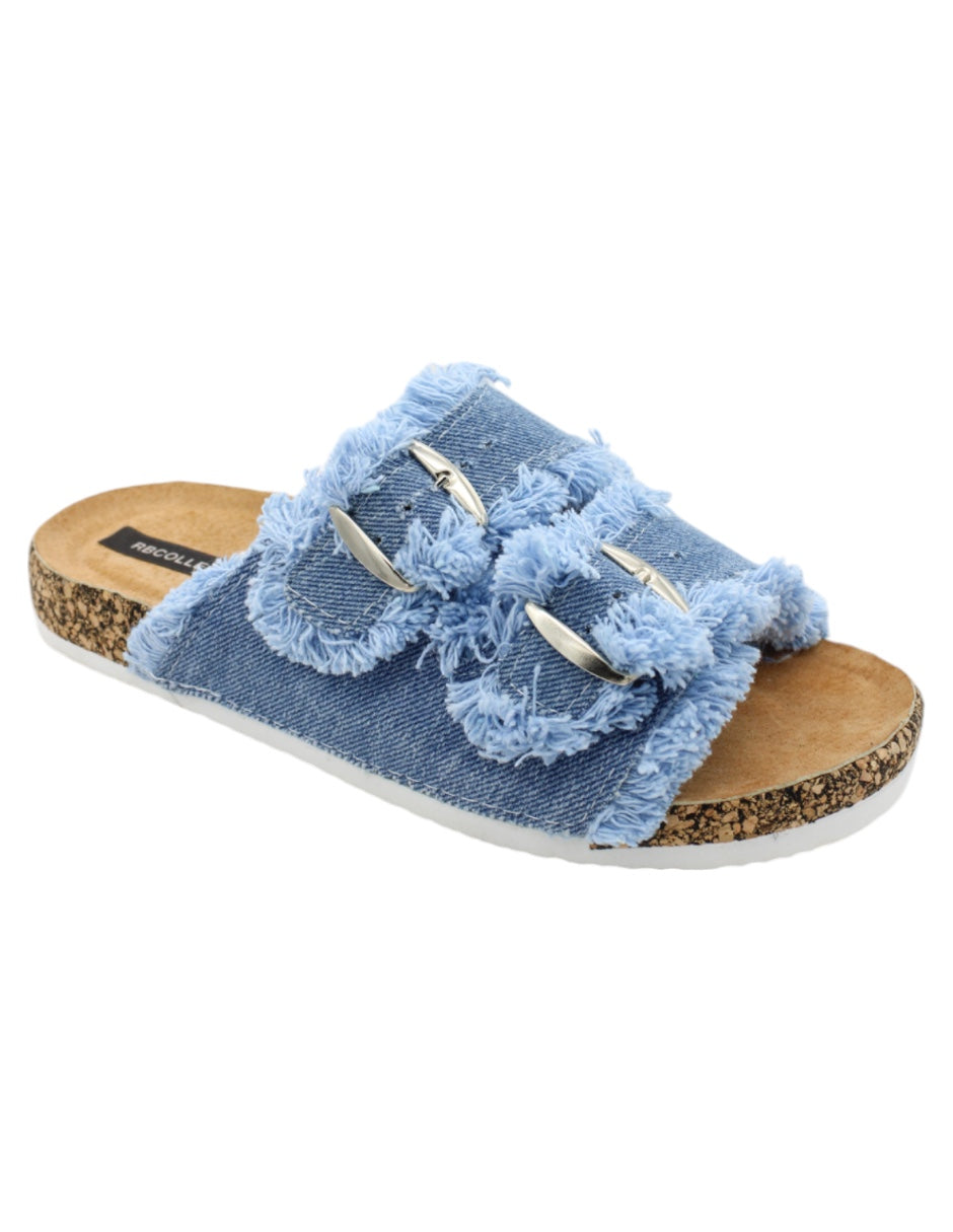 Sandalias de piso Exterior Textil Color Azul Para Mujer De RBCOLLECTION